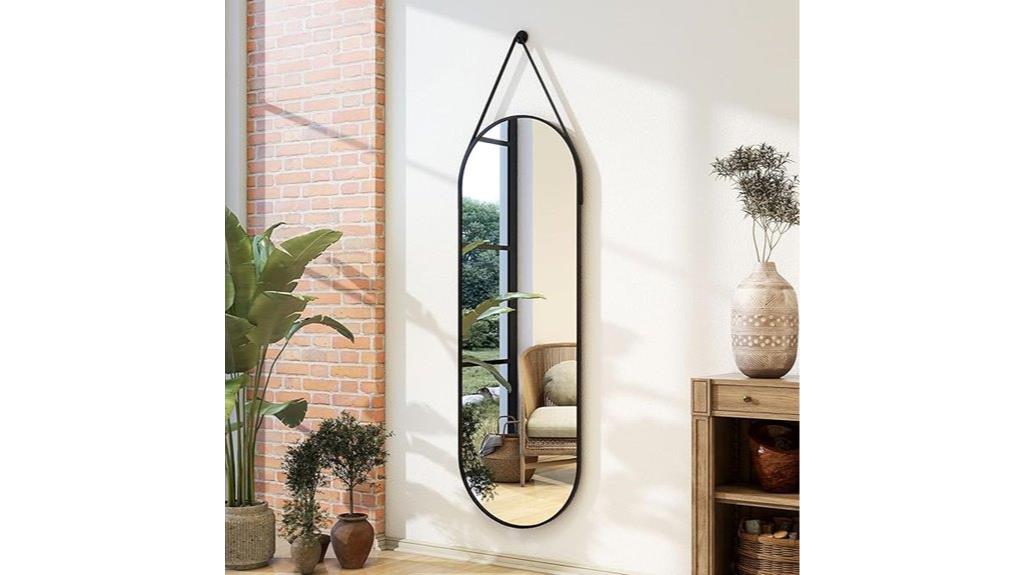 leather cord hanging mirror