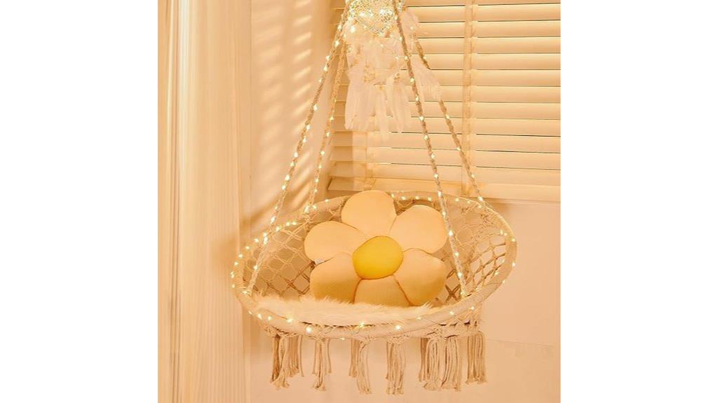 led macrame swing chair