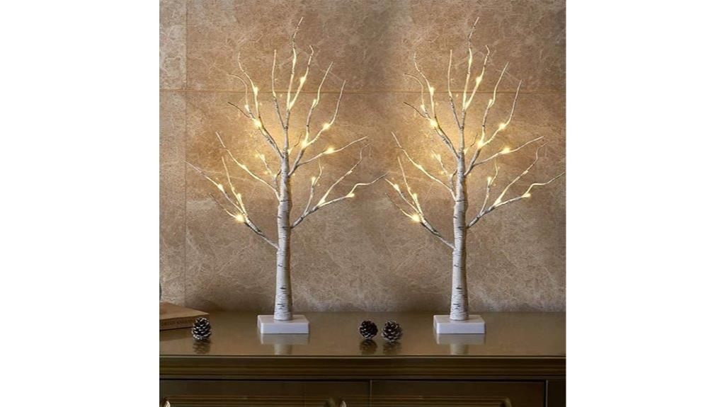 lighted birch tree decorations