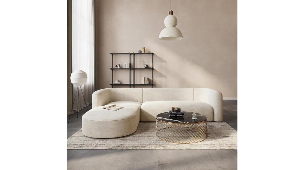 luxury l shaped velvet sofa