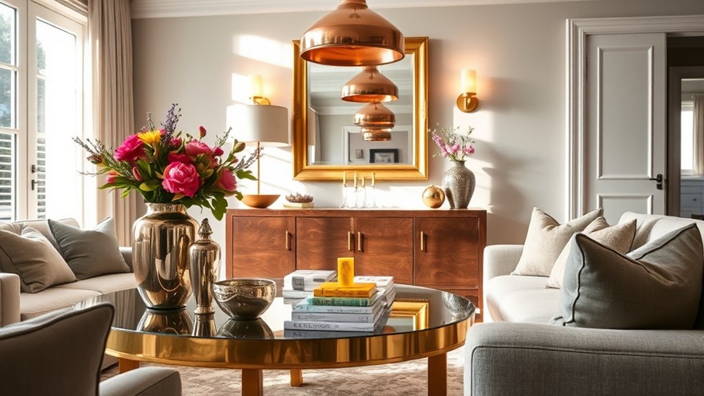 metallic accents decor selection