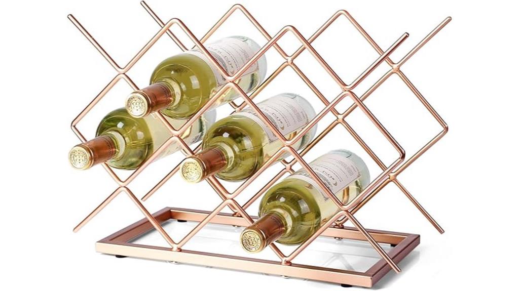 modern rose gold wine rack