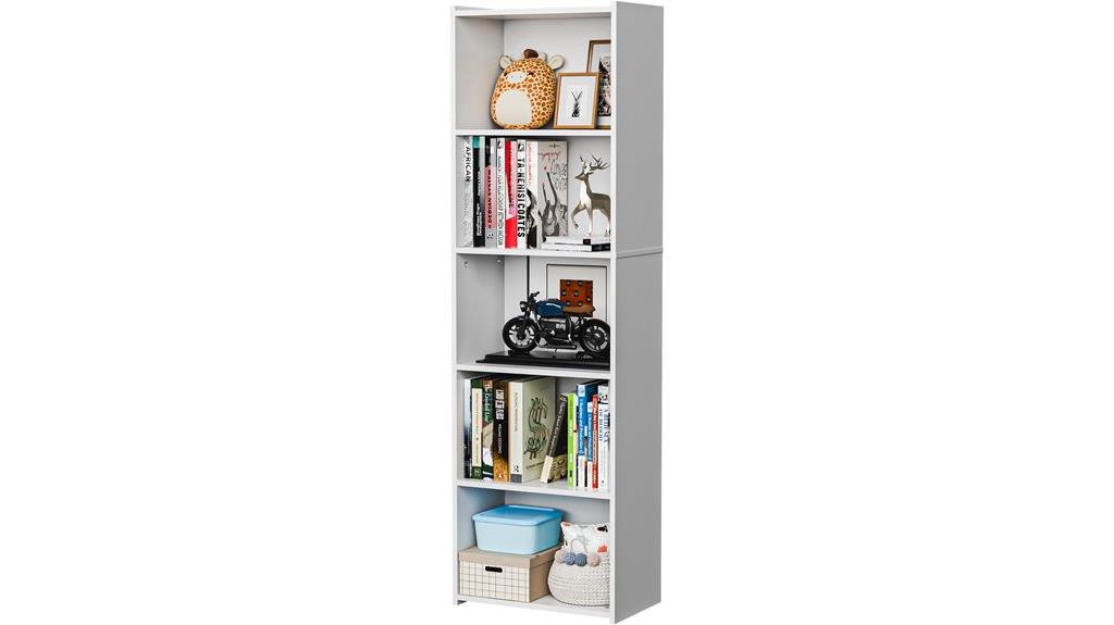 narrow five tier bookshelf storage