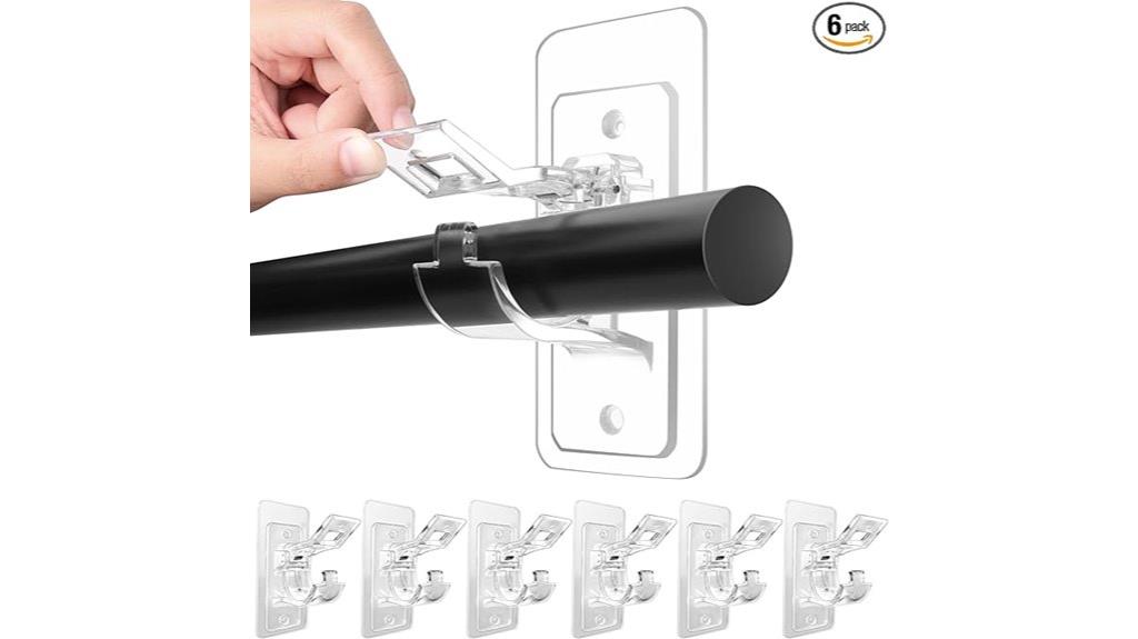 no drill curtain rod holders