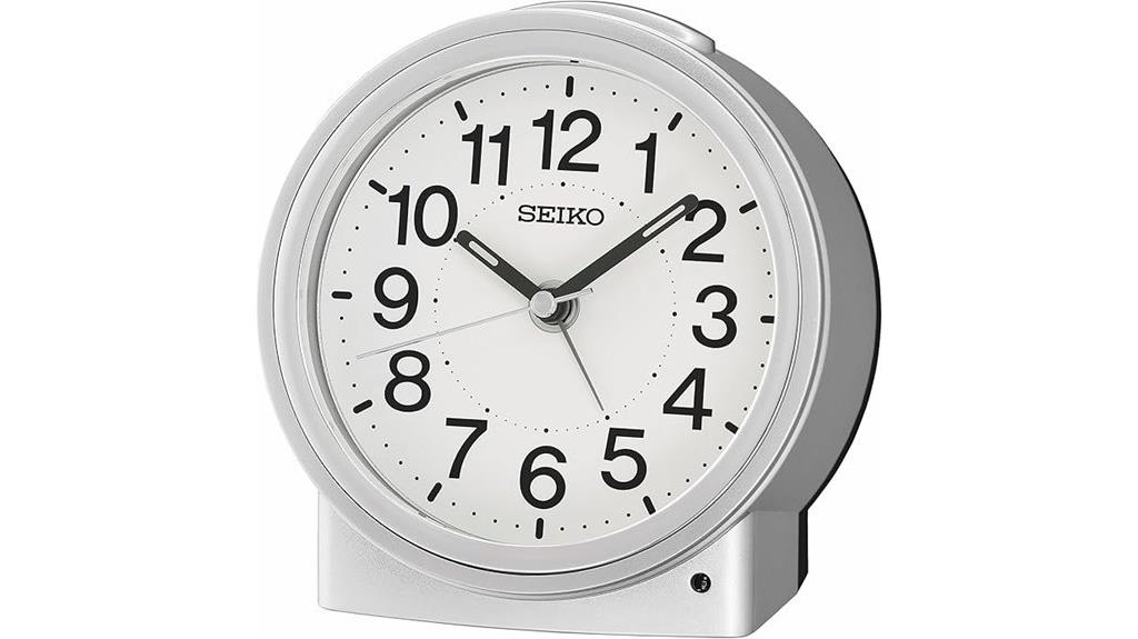 non ticking silver alarm clock