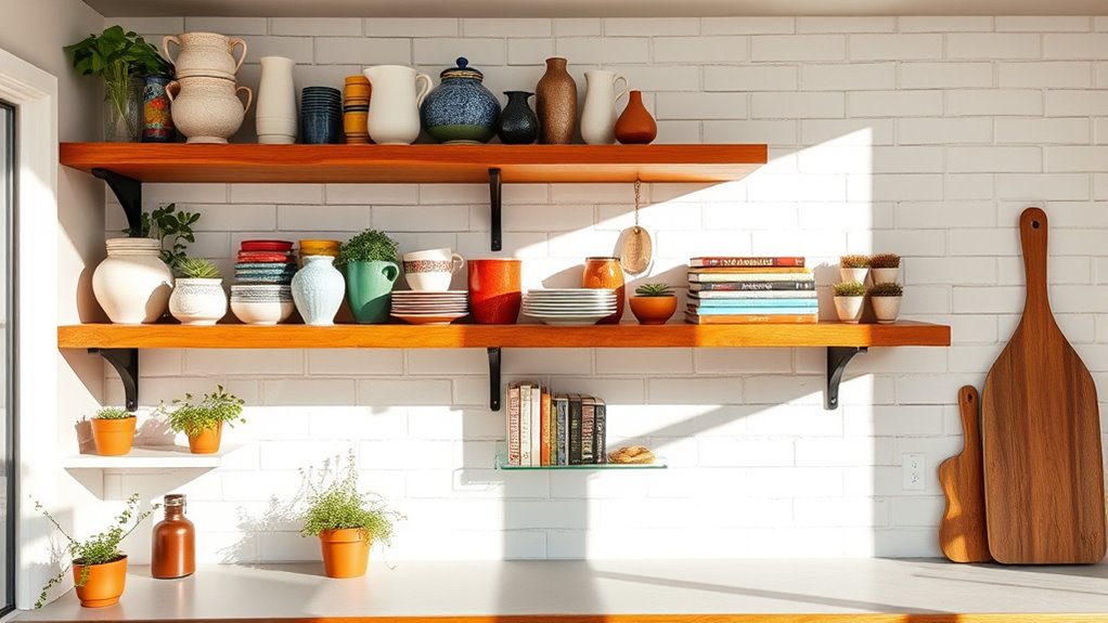 open kitchen shelf decor