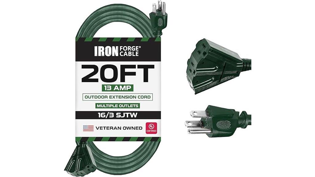 outdoor extension cord 3 outlets