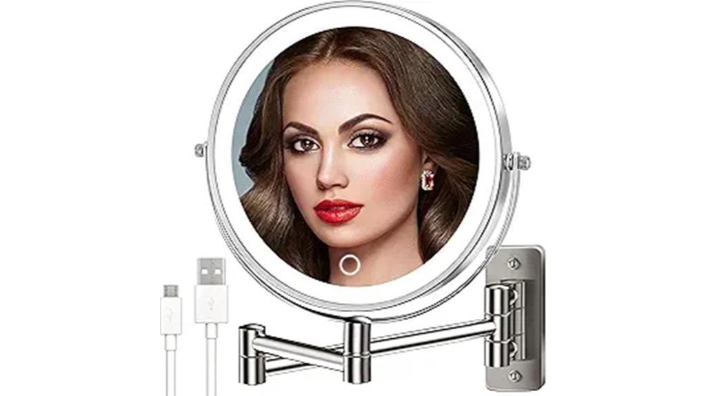rechargeable wall makeup mirror