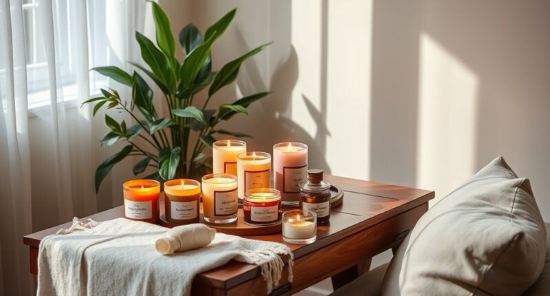 relaxing scented candle selection
