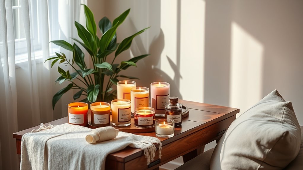 relaxing scented candle selection