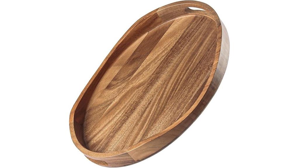 round acacia wood tray