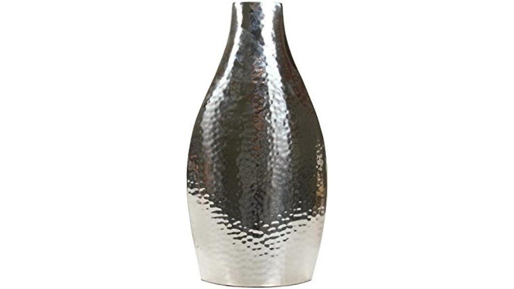 silver metal floral vase