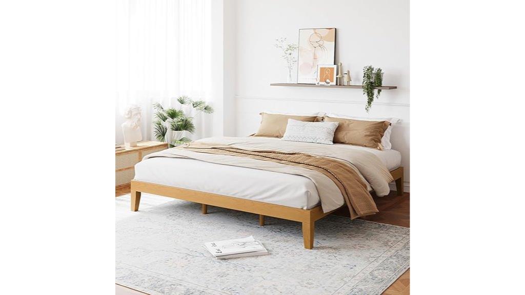 spacious wooden bed frame