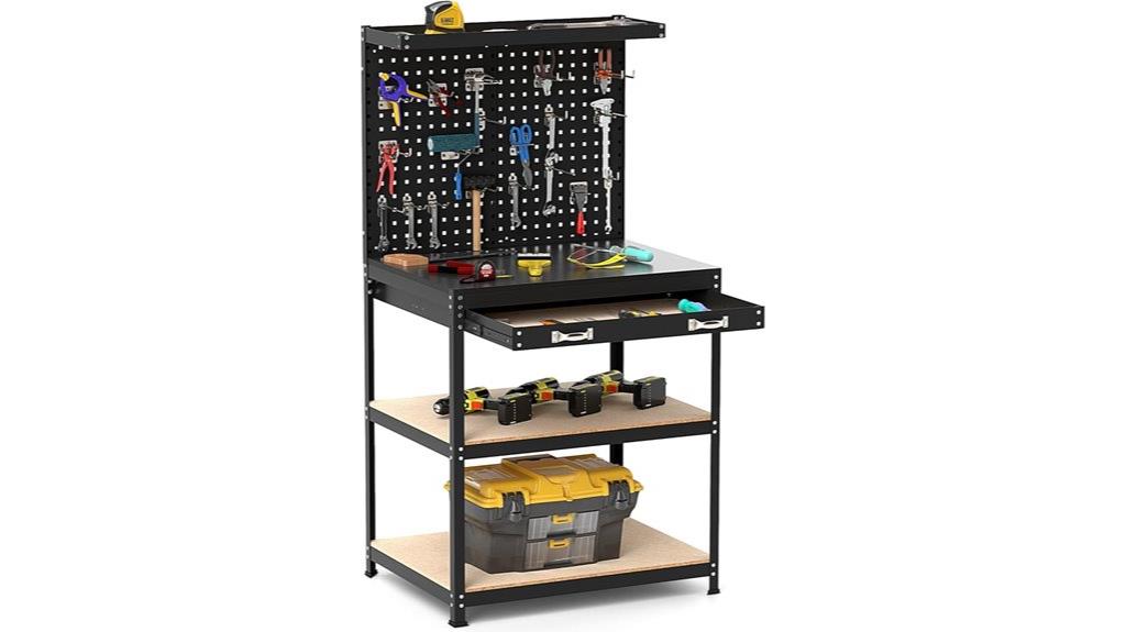 sturdy workbench with storage