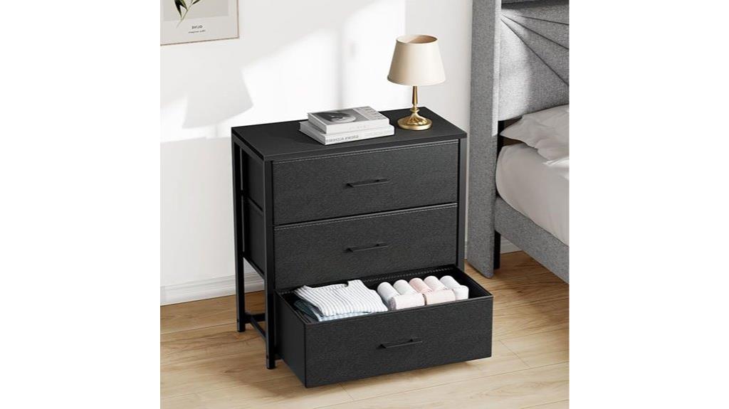 three drawer bedroom nightstand