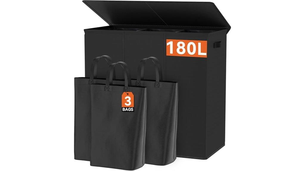 three section laundry hamper