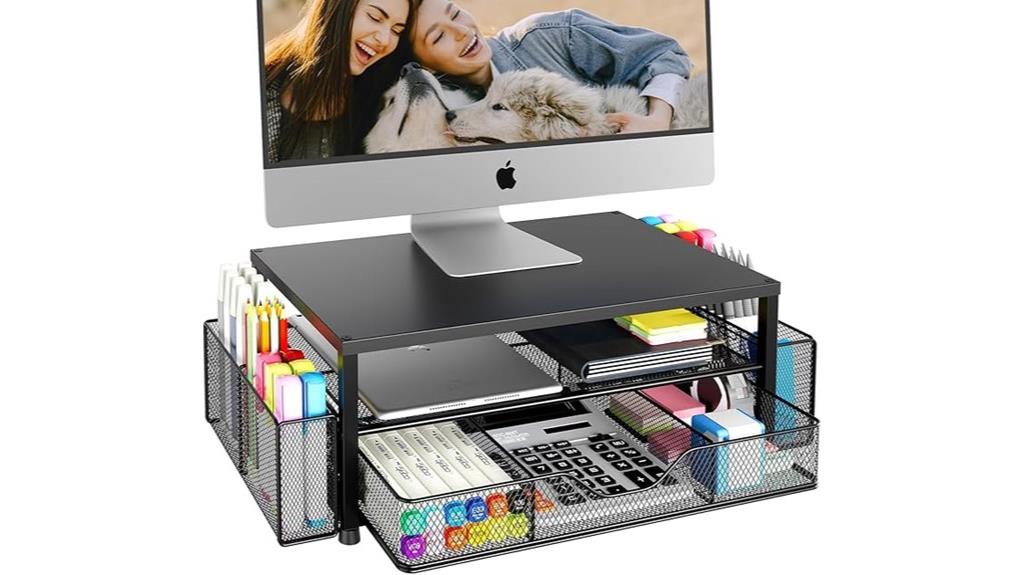 two tier monitor stand organizer
