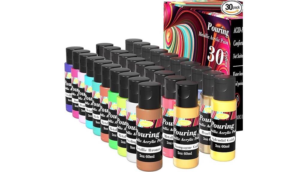 vibrant metallic pouring paints