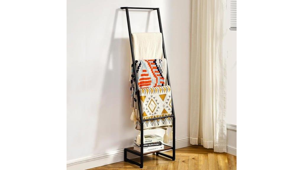 wooden blanket storage ladder