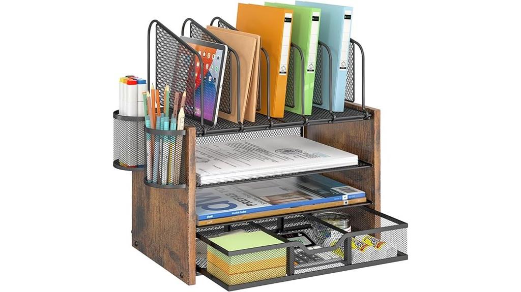 wooden desk organizer set