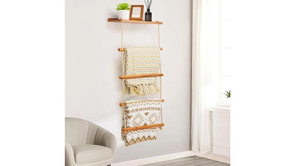 wooden ladder towel rack