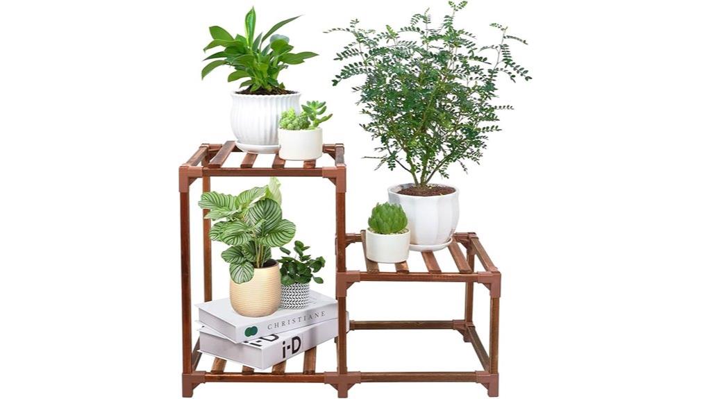 wooden plant stand tiers