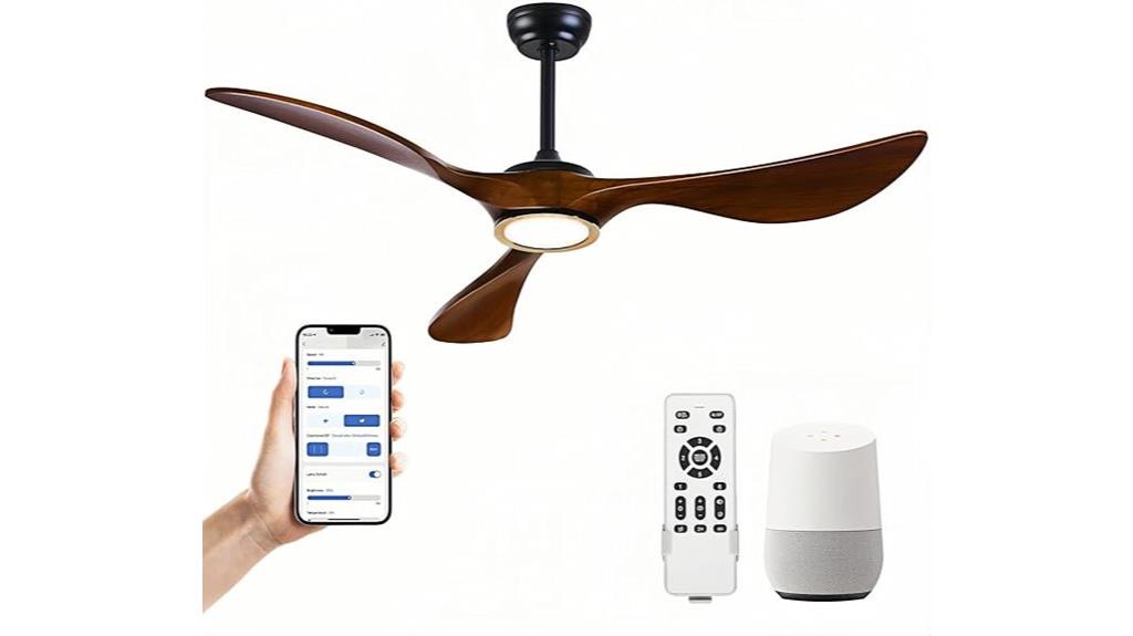 wooden smart ceiling fan