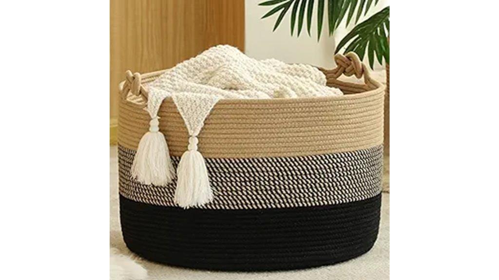 woven rope blanket basket