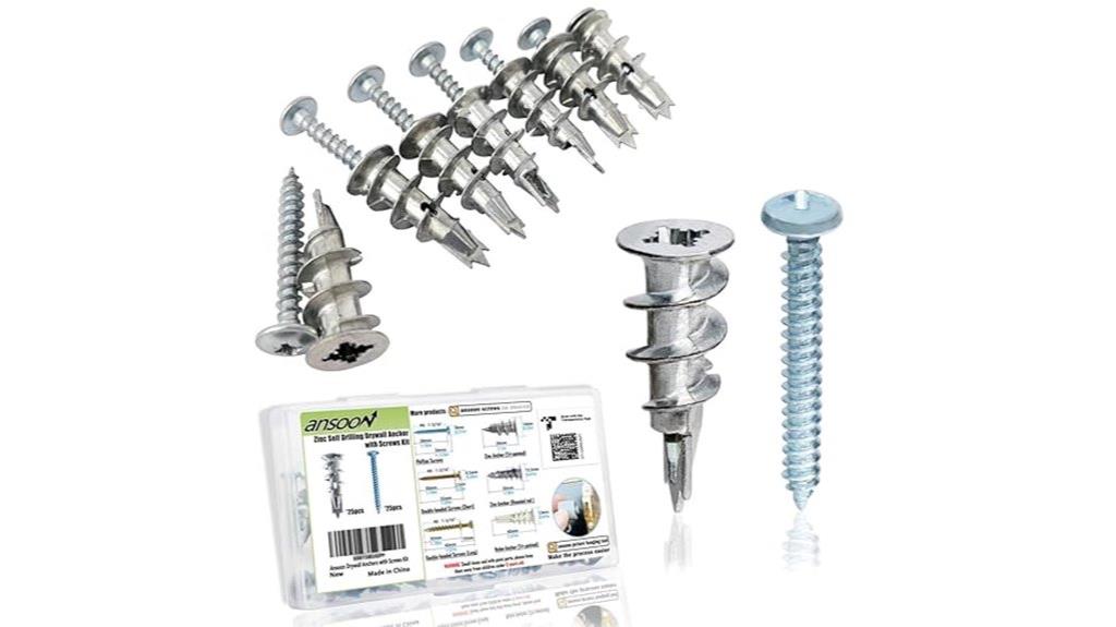 zinc drywall anchors kit