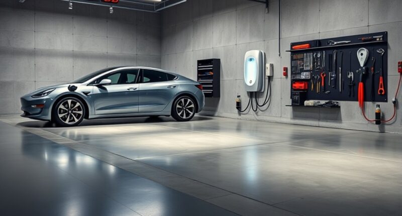 garage ev charging setup