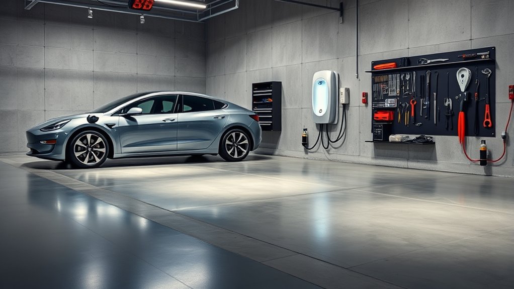 garage ev charging setup