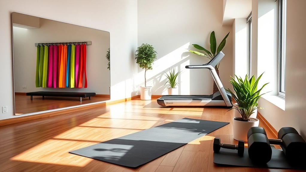 home gym with greenery