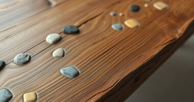 salvaged wood and stones