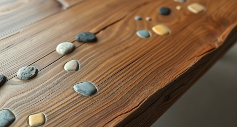 salvaged wood and stones