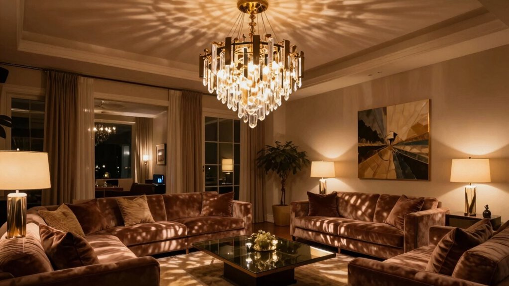 bold contrasting sculptural lighting