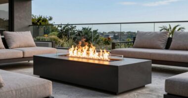 modern patio outdoor fire features