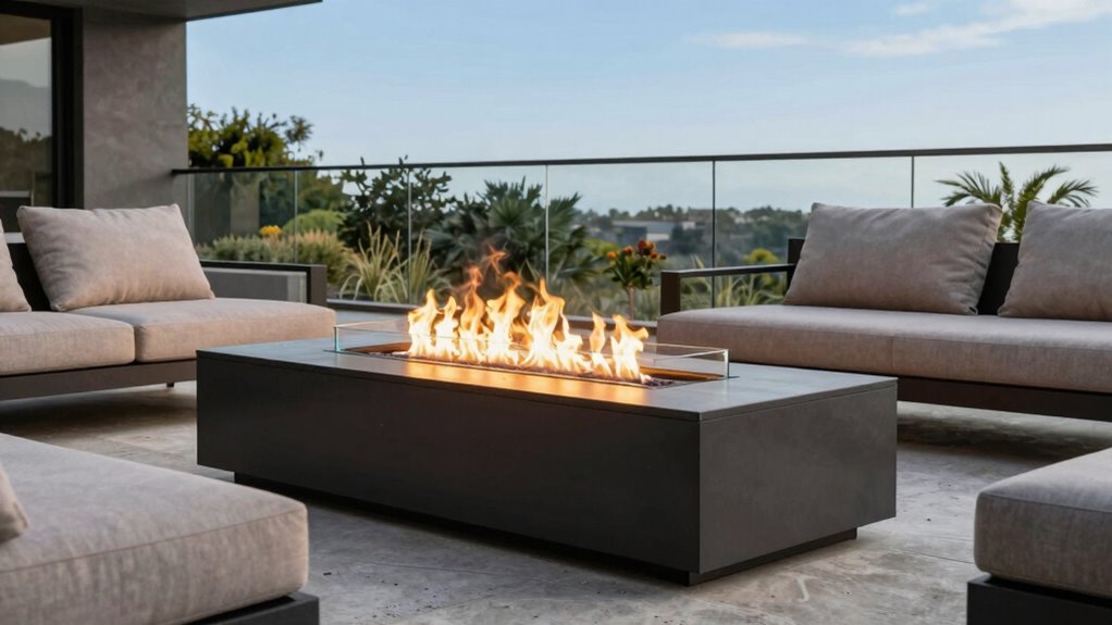 modern patio outdoor fire features