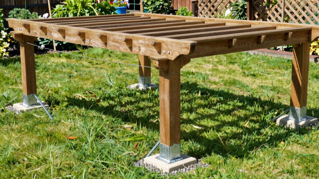 secure pergola with proper anchors